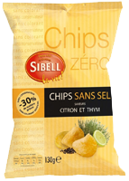 Sibell Potato Chips Light Chips No Salt Lemon & Thyme Sans Sel Citron et Thym